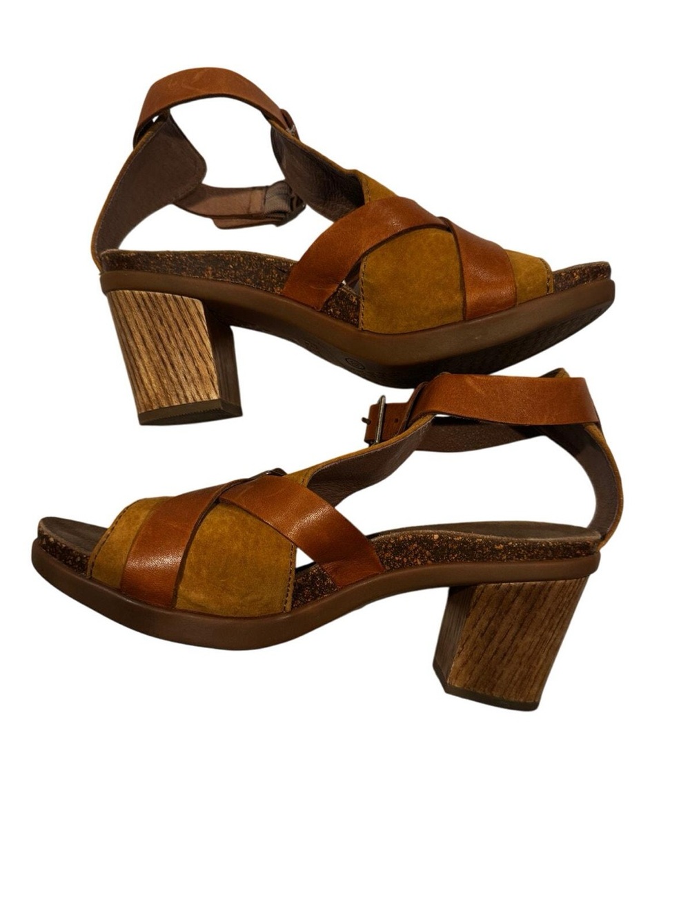 Dansko Brown Leather & Suede Block Heel Sandals